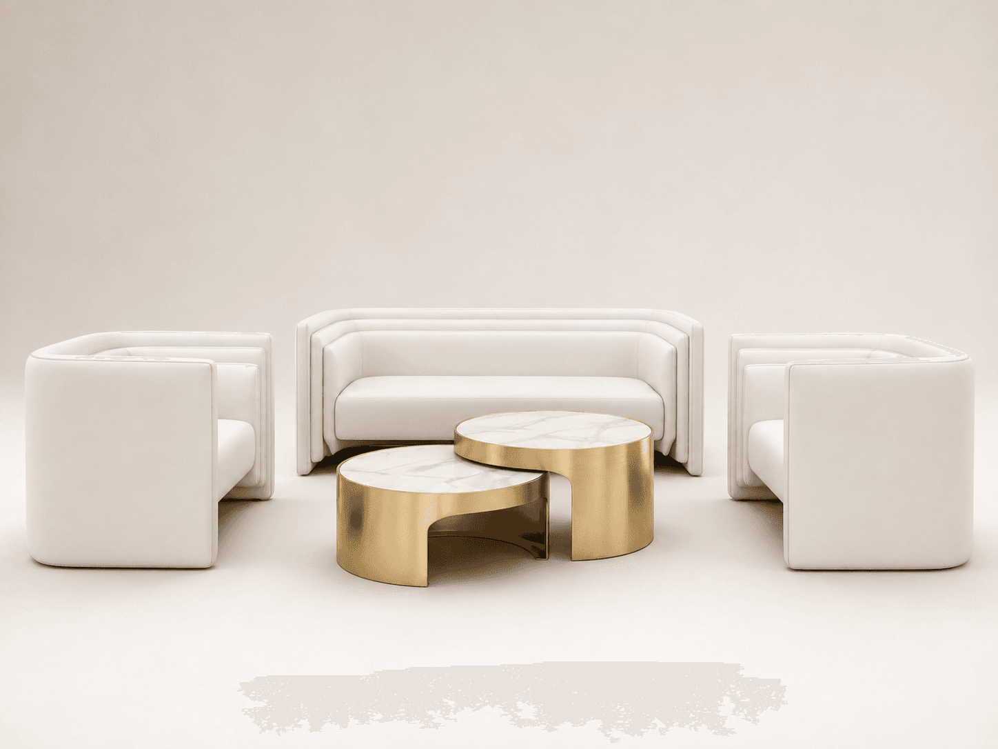 Rattan lounge collection with sofa, armchairs and coffee table