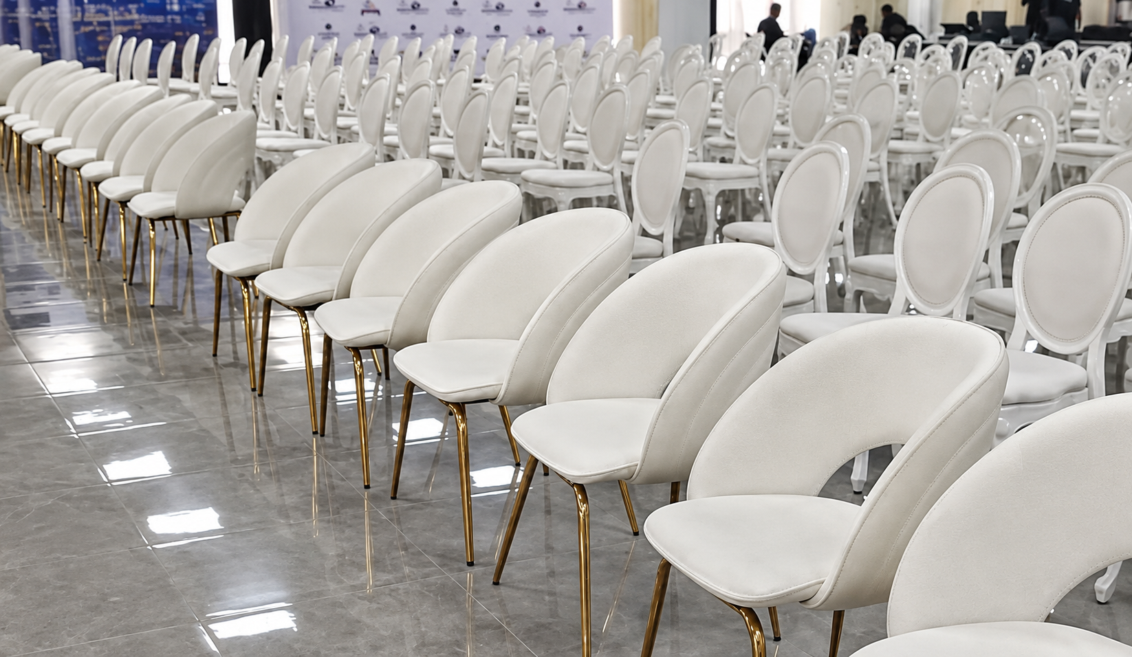 An elegant event venue prepared for guests